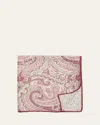 Brunello Cucinelli Men's Paisley-print Silk Pocket Square In Red/tan