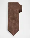 Brunello Cucinelli Men's Paisley Silk And Cotton Tie In Brown
