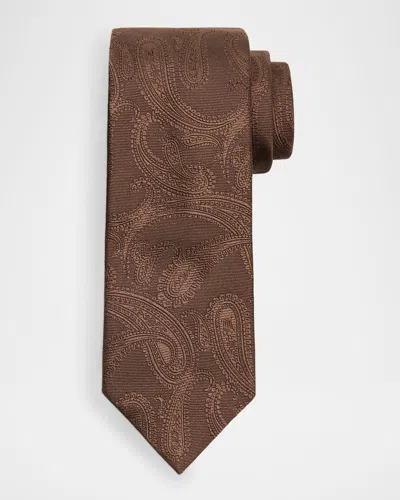 Brunello Cucinelli Men's Paisley Silk And Cotton Tie In Brown