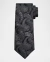 Brunello Cucinelli Men's Paisley Silk And Cotton Tie In Medium Grey Anthracite