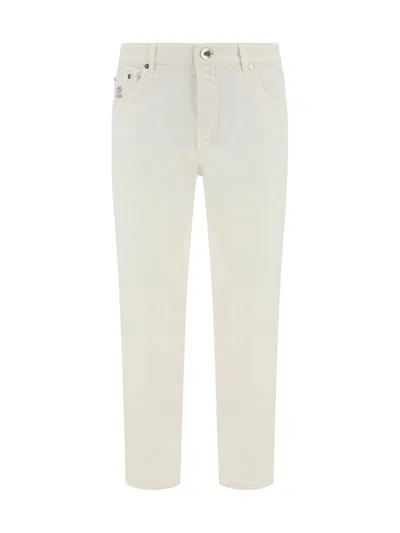 Brunello Cucinelli Jeans With Turn-up Hem In Multicolor