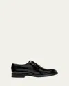 Brunello Cucinelli Shiny Leather Oxford Shoes In Black