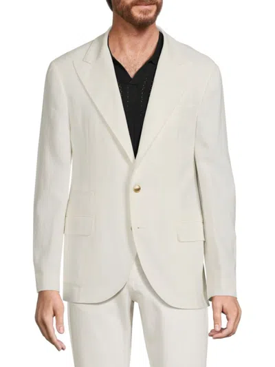 Brunello Cucinelli Men's Peak Lapel Linen Blazer In Panama White