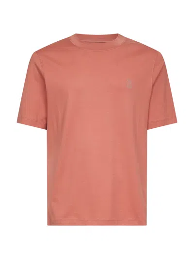 Brunello Cucinelli Men Pink Solomeo Crest T-shirt In Orange