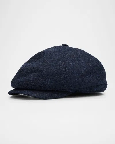 Brunello Cucinelli Men's Pinstripe Basque Newsboy Hat In Navy