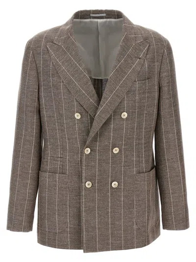 BRUNELLO CUCINELLI BRUNELLO CUCINELLI MEN PINSTRIPED DECONSTRUCTED BLAZER