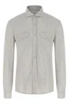 Brunello Cucinelli Cotton Shirt With Collar And Pockets In Gray