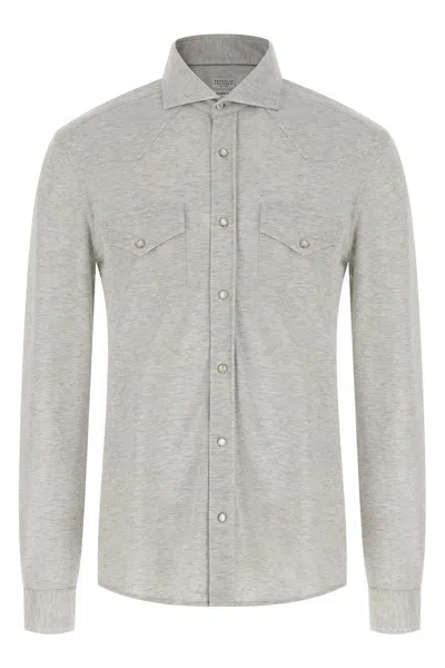 BRUNELLO CUCINELLI BRUNELLO CUCINELLI MEN PIQUÉ COTTON SHIRT