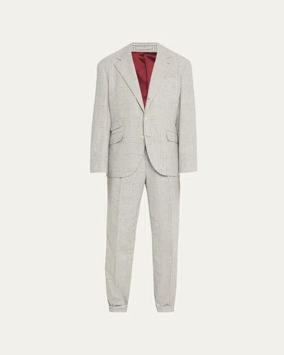 Brunello Cucinelli Men's Plaid Cashmere-blend Suit In Blue