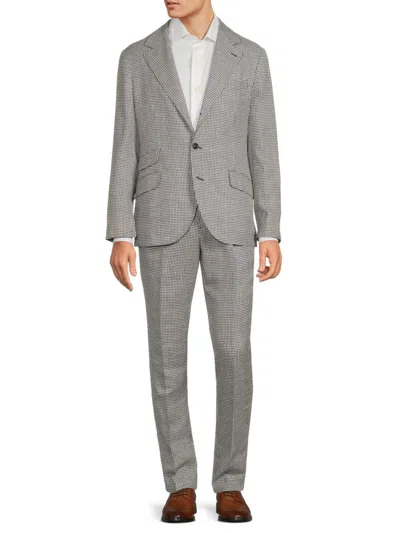 Brunello Cucinelli Men's Plaid Linen Blend Suit In Grey