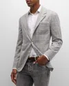 Brunello Cucinelli Men's Plaid-print Wool Sport Coat In Pearl Grey