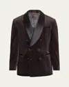 Brunello Cucinelli Shawl-collar Double-breasted Cotton-velvet Tuxedo Jacket In Cpl05 Dark Brown