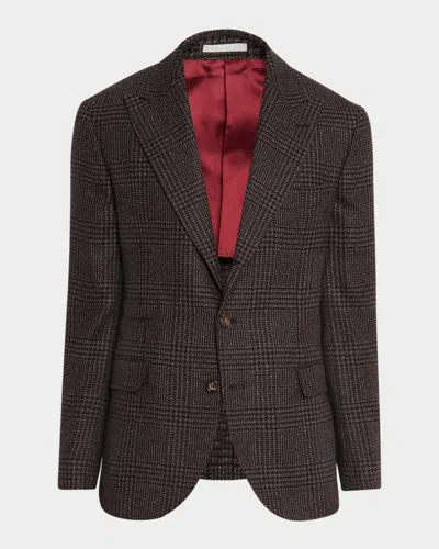 Brunello Cucinelli Check Blazer In Brown