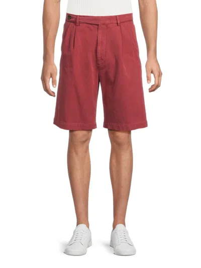 Brunello Cucinelli Men's Pleated Cotton Bermuda Shorts In Red