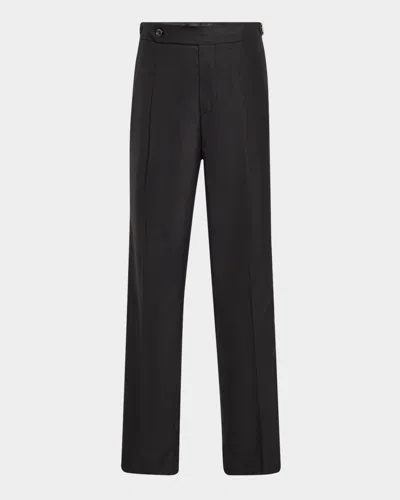 Brunello Cucinelli Men's Pleated Formal Pants With Side Tabs In Cy458 Charcoal