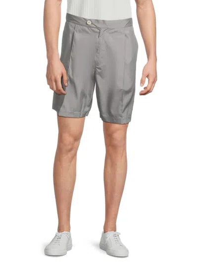 Brunello Cucinelli Men's Pleated Polyester-blend Bermuda Shorts In Gray