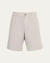 Brunello Cucinelli Men's Pleated Stretch-waistband Bermuda Shorts In Stone