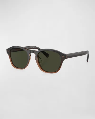 Brunello Cucinelli Men's Polarized Acetate Square Sunglasses In Bosco