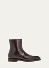 Brunello Cucinelli Men's Polished Calfskin Dress Boots In Dark Brown