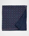 Brunello Cucinelli Men's Polka Dot-print Silk Pocket Square In Blue