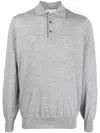 Brunello Cucinelli Men Polo-style Lightweight Sweater In Gray