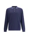 Brunello Cucinelli Men Polo Sweater In Blue