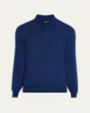 Brunello Cucinelli Men's Premium Cashmere Polo Sweater In Blue