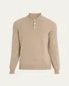 Brunello Cucinelli Men's Premium Cashmere Polo Sweater In Brown