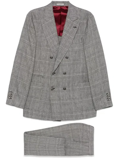 Brunello Cucinelli Men Price Of Wales Suit In Black