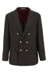 Brunello Cucinelli Men Prince Of Wales Blazer In Brown