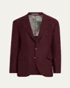 Brunello Cucinelli Men's Prince Of Wales Cashmere Jacket In Burgundy