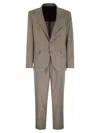 Brunello Cucinelli Men Prince Of Wales Flannel Suit In Silk, Wool And Cashmere In Multi