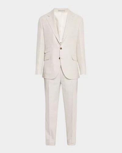 Brunello Cucinelli Men's Prince Of Wales Plaid Cavallo Suit In Jut