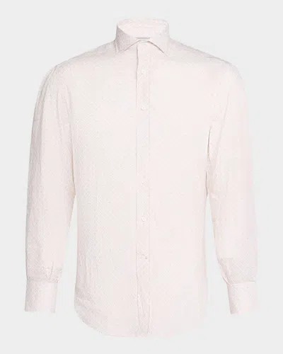 BRUNELLO CUCINELLI MEN'S PRINTED LINEN SPORT SHIRT