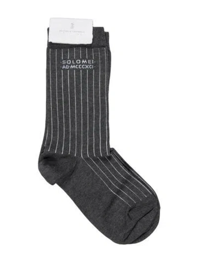 Pre-owned Brunello Cucinelli Men's Printed Socks In Gray