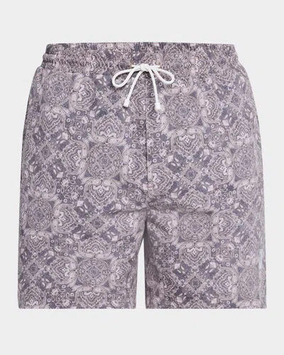 Brunello Cucinelli Men's Printed Swim Trunks In Bark