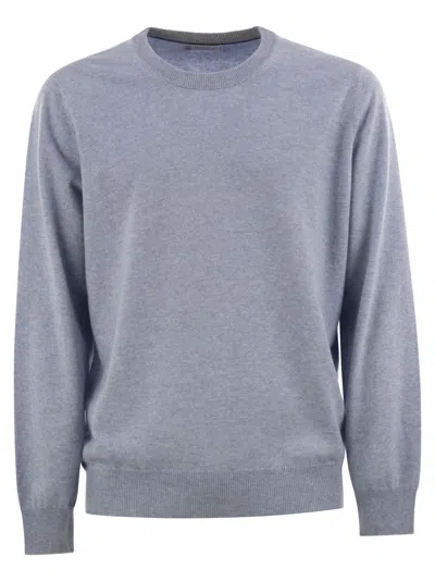 Brunello Cucinelli Men Pure Cashmere Crew-neck Sweater In Blue