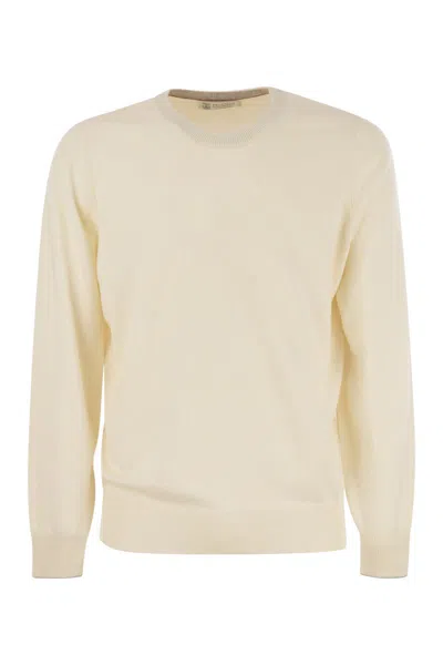 Brunello Cucinelli Pure Cashmere Crew-neck Sweater For Men In Beige