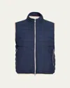 Brunello Cucinelli Men's Quilted Down Full-zip Vest In Ocean Blue