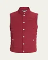 Brunello Cucinelli Men's Quilted Nylon Snap-front Vest In Red