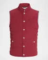 Brunello Cucinelli Men's Quilted Nylon Snap-front Vest In Red