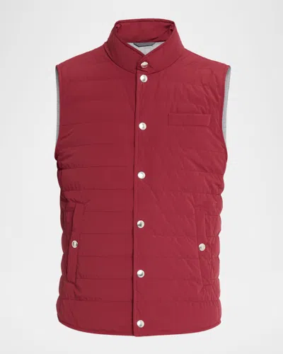 BRUNELLO CUCINELLI MEN'S QUILTED NYLON SNAP-FRONT VEST