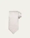 Brunello Cucinelli Men's Regimental Stripe Silk And Cotton Tie In Silver