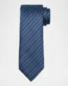Brunello Cucinelli Men's Regimental Stripe Silk And Cotton Tie In Blue