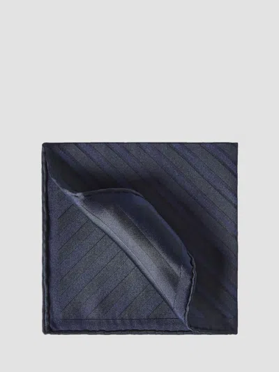 Brunello Cucinelli Regimental-stripe Silk Pocket Square In Blue