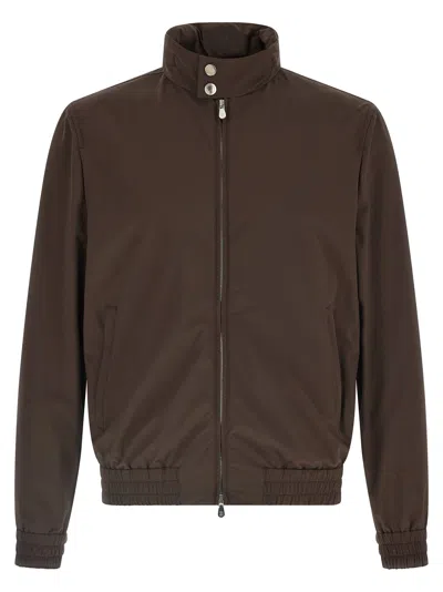 Brunello Cucinelli Nylon Windbreaker Jacket Men In Brown