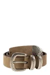 Brunello Cucinelli Men's Reverse Calfskin Belt With Machined Buckle And Toecap In Beige
