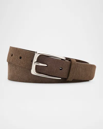 Brunello Cucinelli Men's Reversed Leather Belt In Brown
