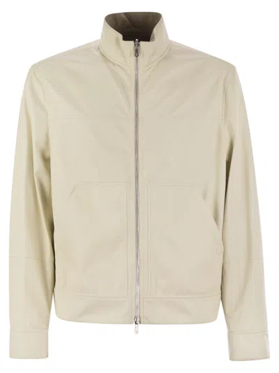 BRUNELLO CUCINELLI BRUNELLO CUCINELLI MEN REVERSIBLE BOMBER JACKET IN MEMBRANE NAPPA LEATHER