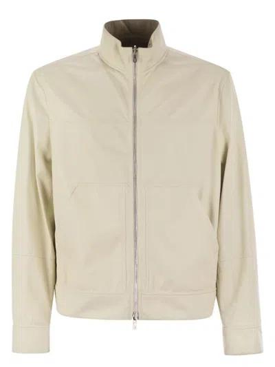BRUNELLO CUCINELLI MEN'S REVERSIBLE LEATHER BOMBER JACKET